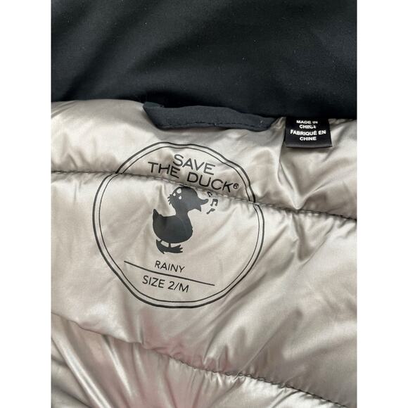 Save The Duck Down Rain Coat Black Size 2 Medium - Picture 11 of 13